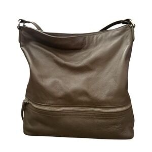 Margot Brown Leather Shoulder Bag Large Zip Pocket Slouchy Hobo‎ Purse